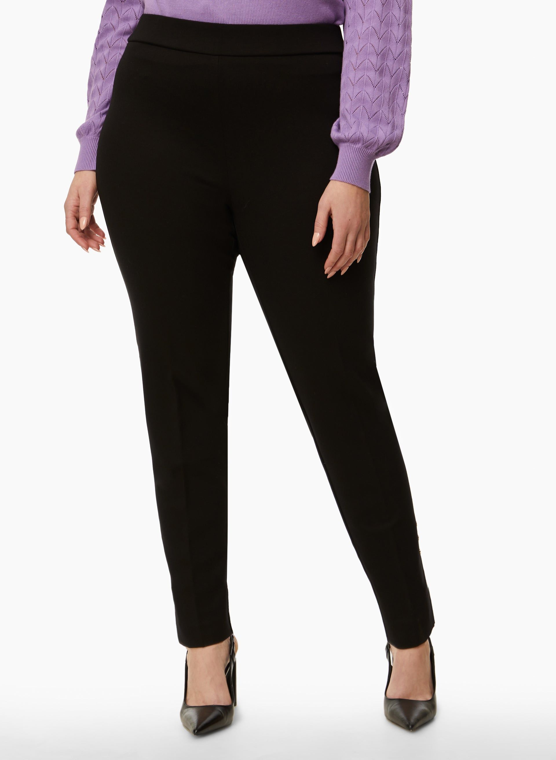Pull-On Slim Leg Stud Detail Pants sold by Laura
