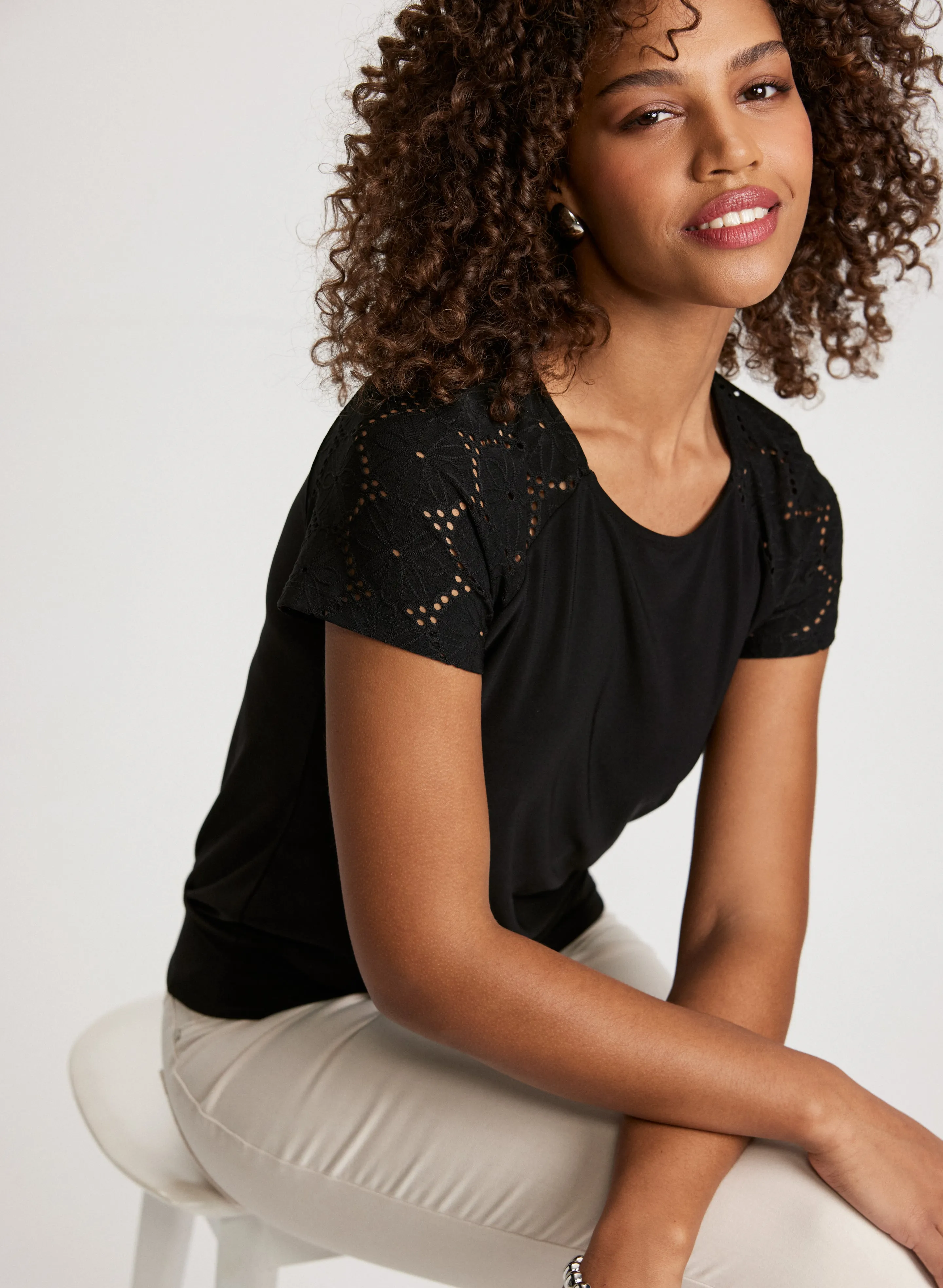 Short Eyelet Sleeve Top sold by Laura product image thumbnail 5