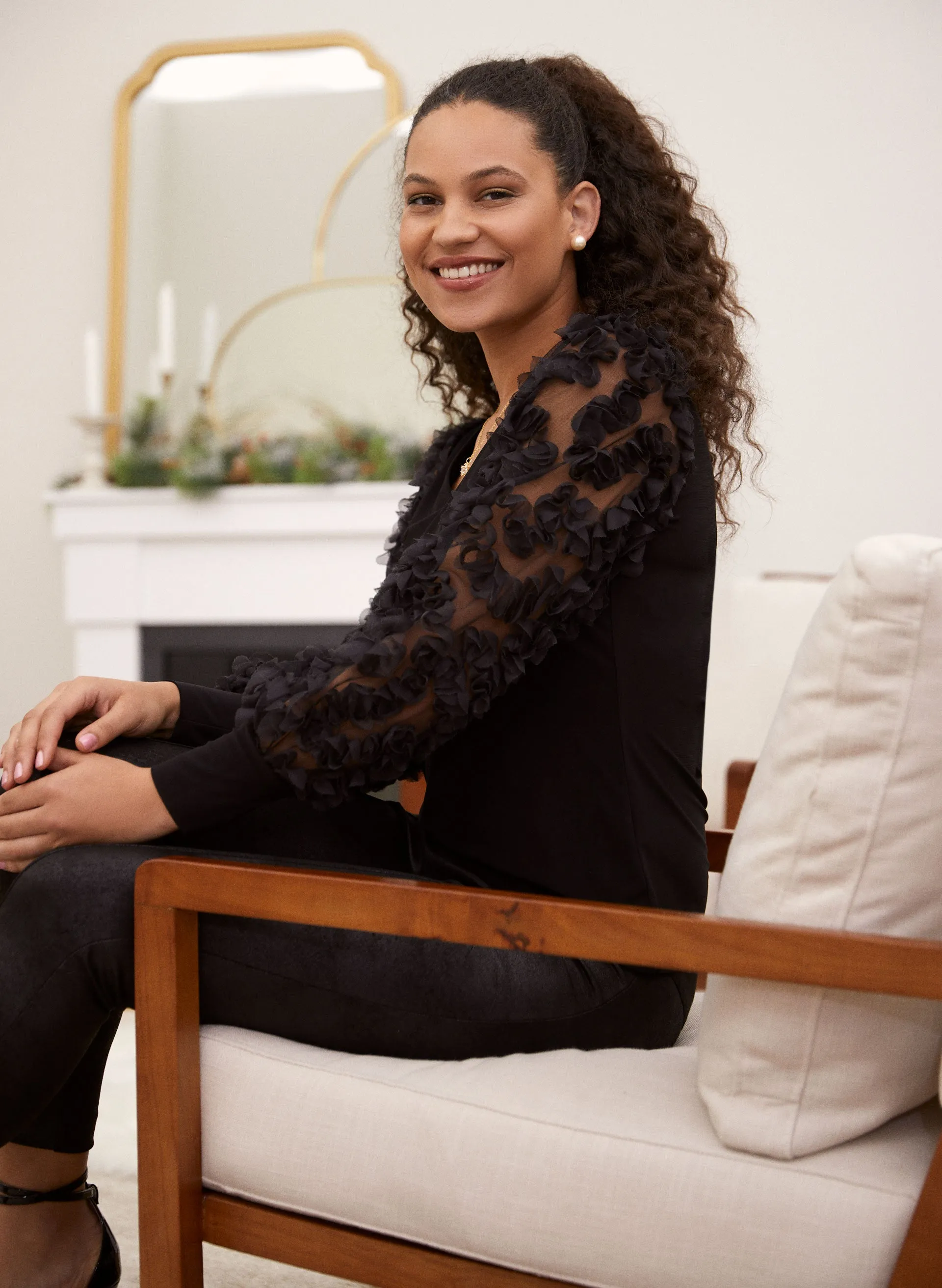 Embellished Mesh Sleeve Top sold by Laura product image thumbnail 3