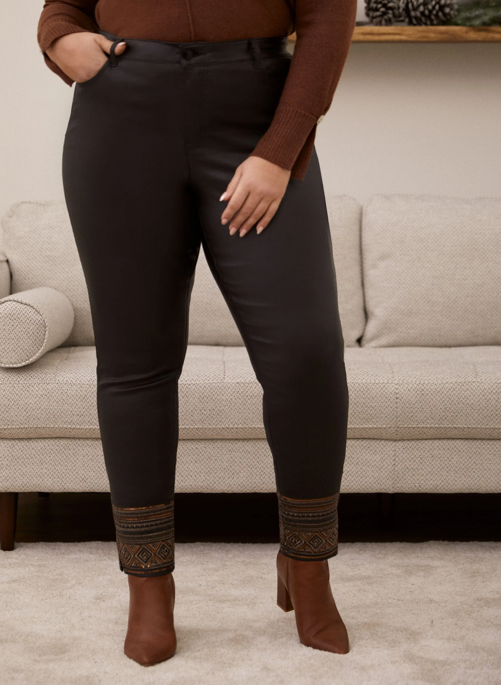 Coated Slim Leg Jeans sold by Laura