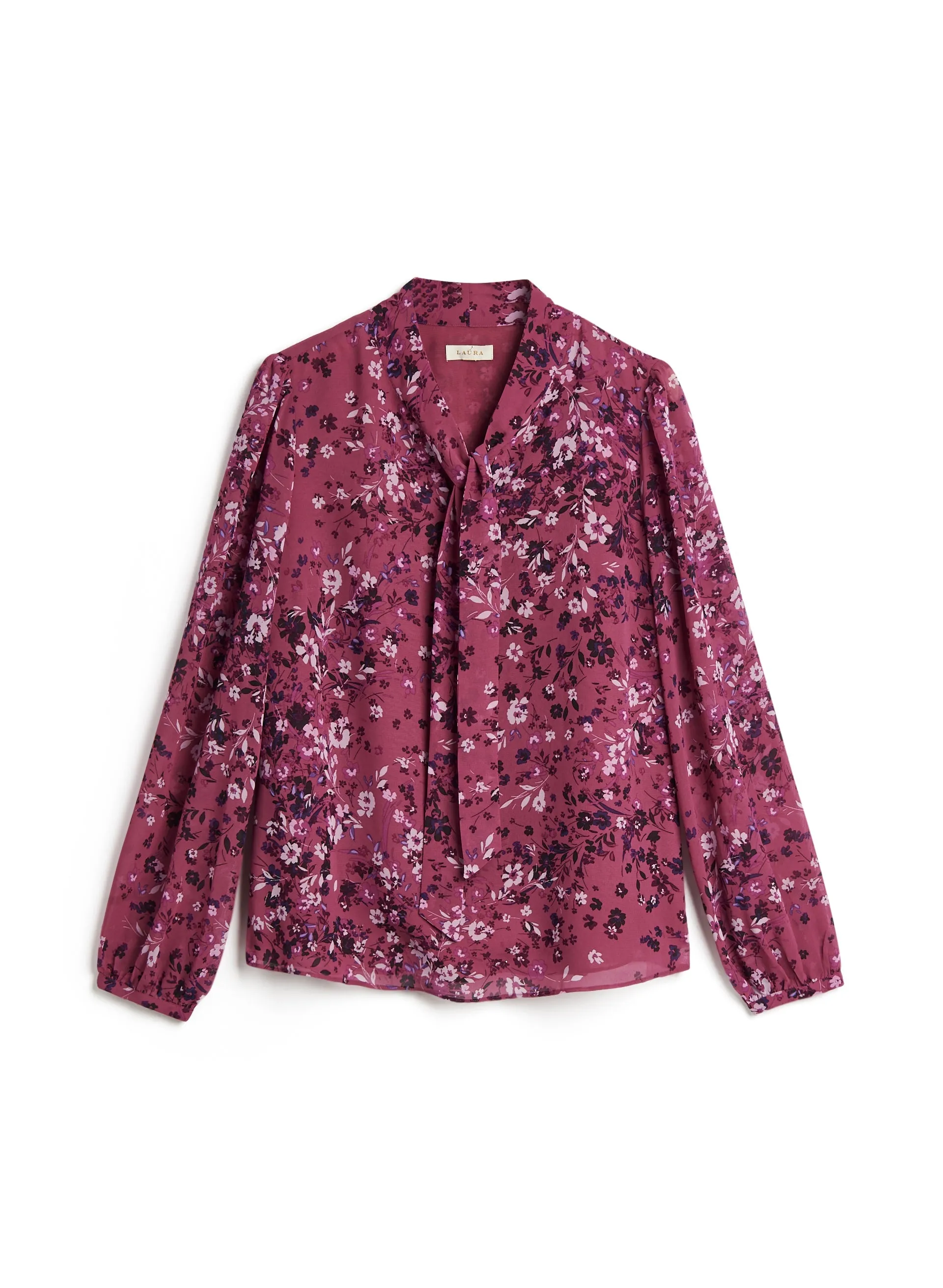 Floral Print Tie Neck Blouse sold by Laura product image thumbnail 4