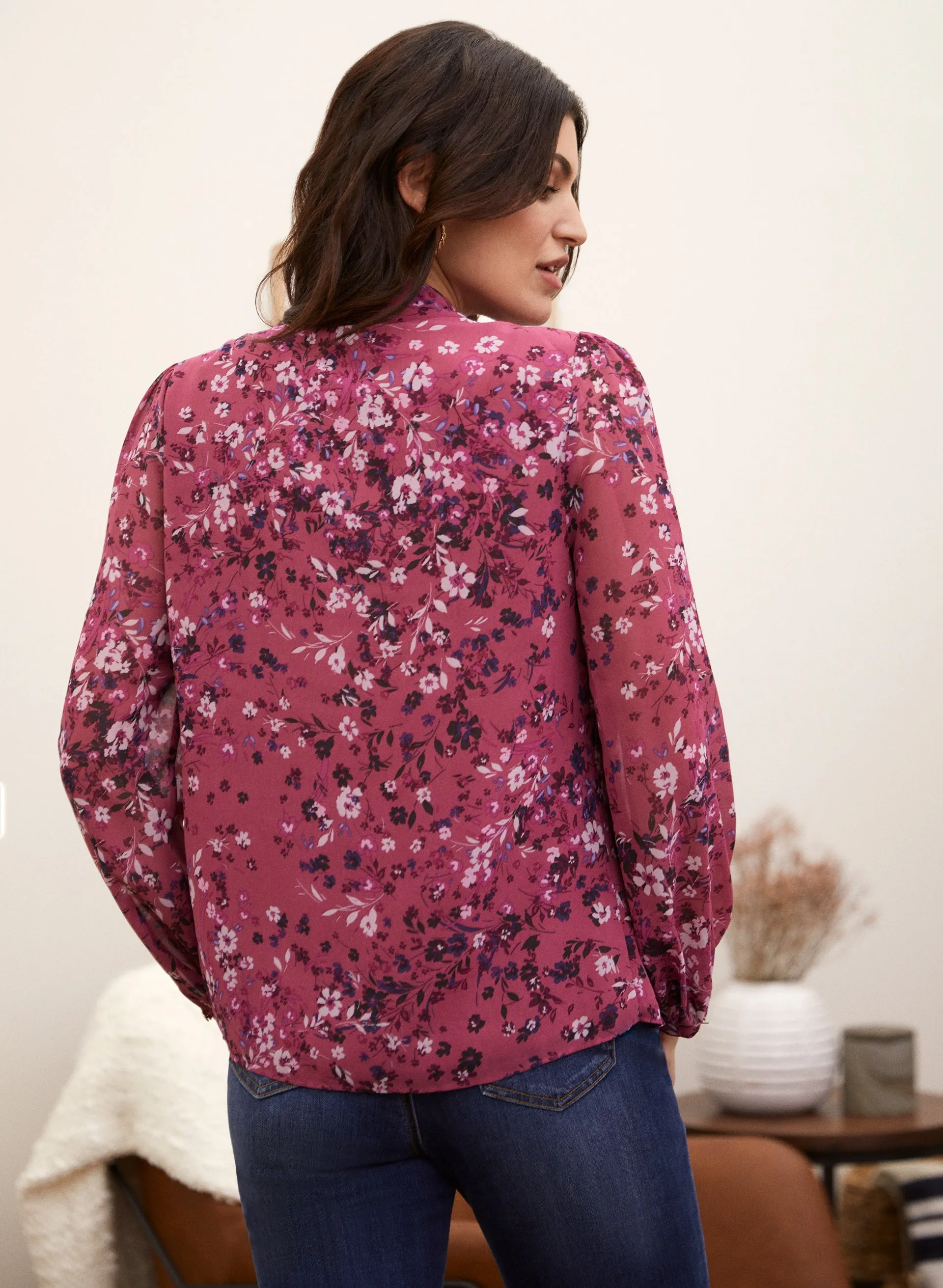 Floral Print Tie Neck Blouse sold by Laura product image thumbnail 3