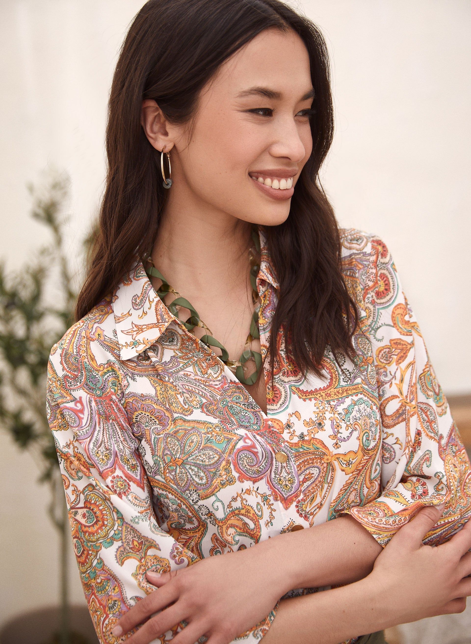 3/4 Sleeve Paisley Print Top sold by Laura