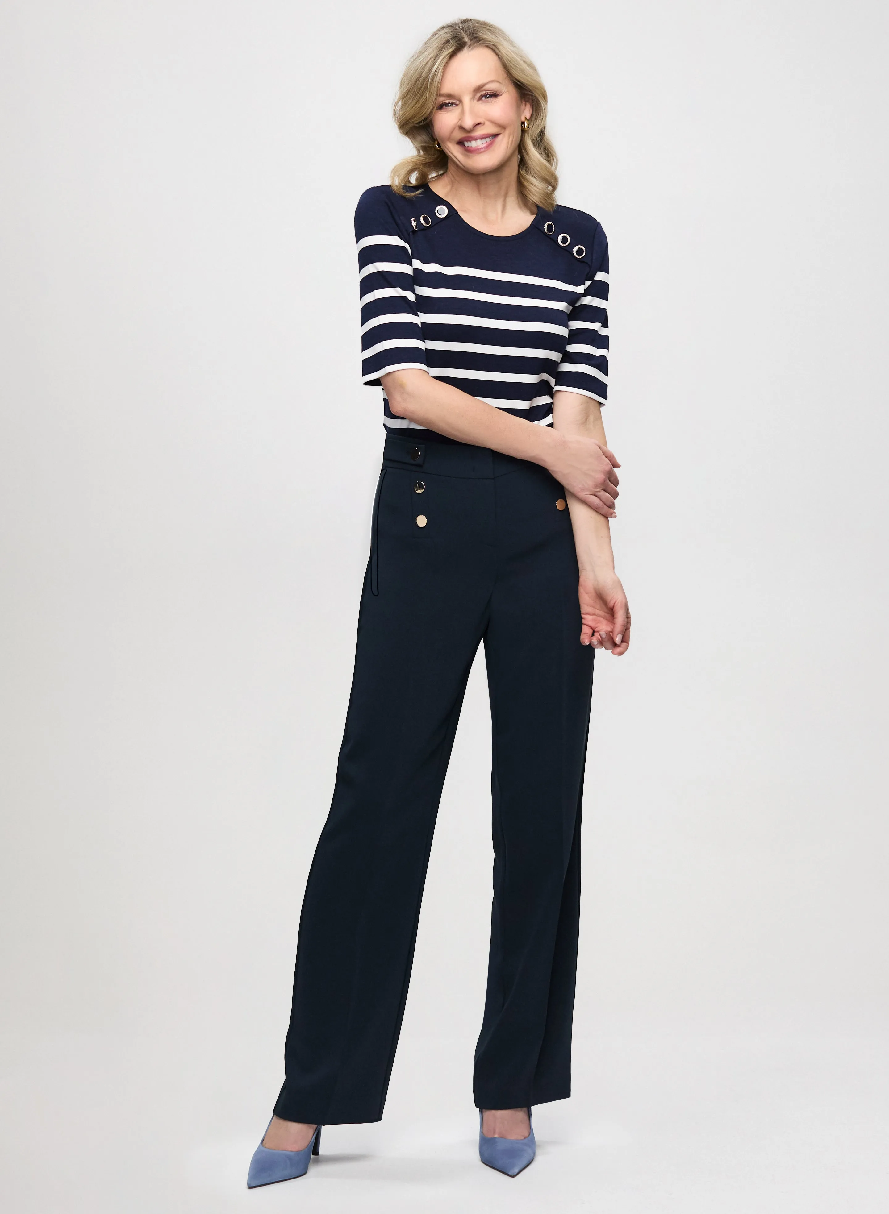 Striped Crew-Neck Top & Wide Leg Pants sold by Laura
