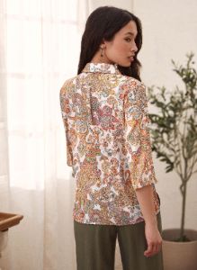 3/4 Sleeve Paisley Print Top sold by Laura