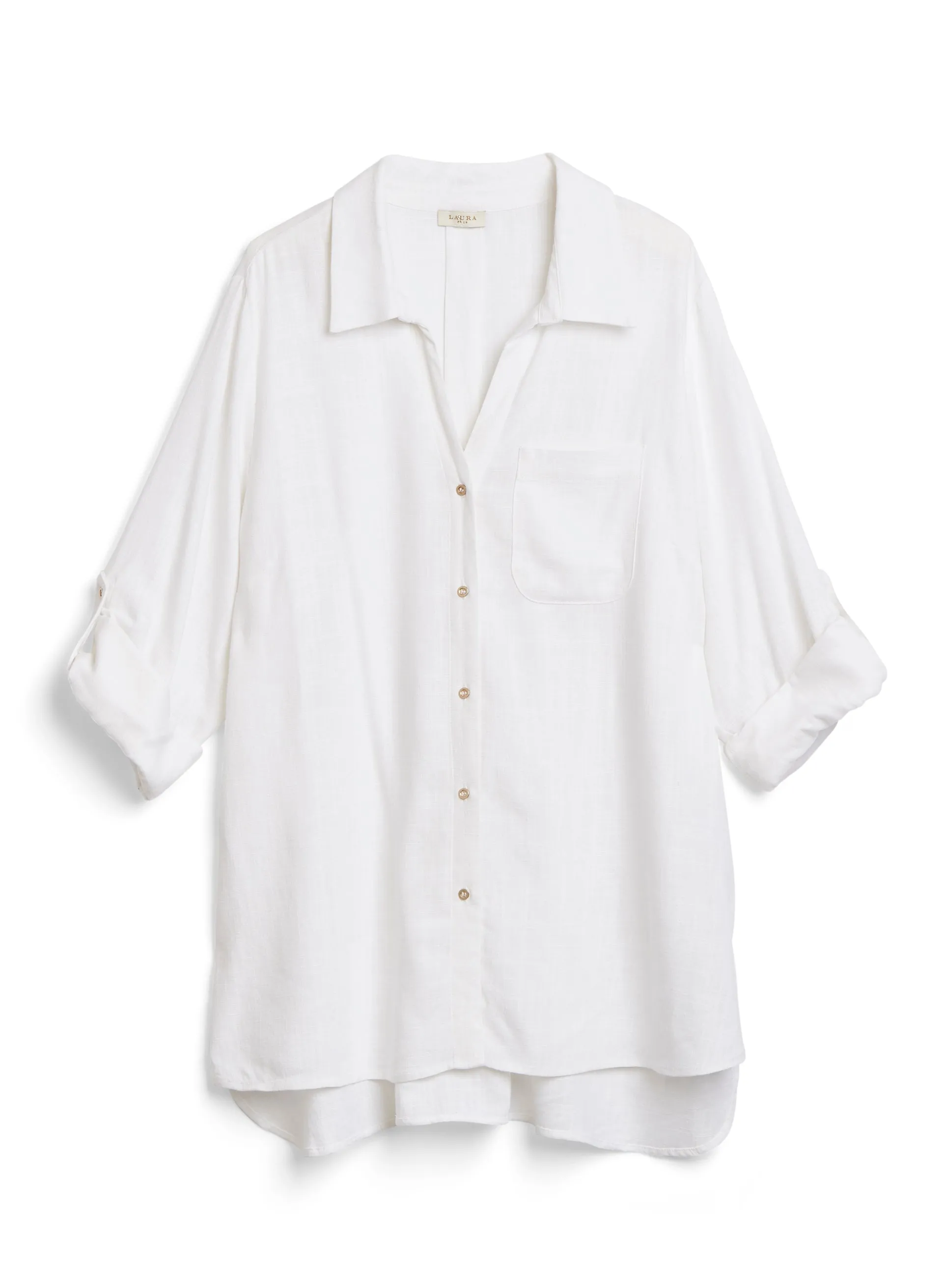 Roll-Up Sleeve Linen-Blend Blouse sold by Laura product image thumbnail 2