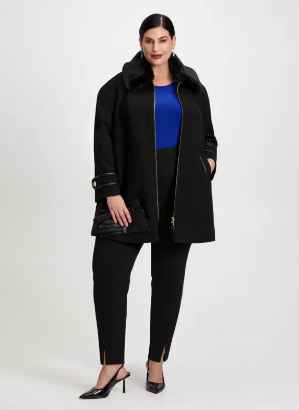 Faux Fur Collar Coat & Ruffle Sleeve Top sold by Laura