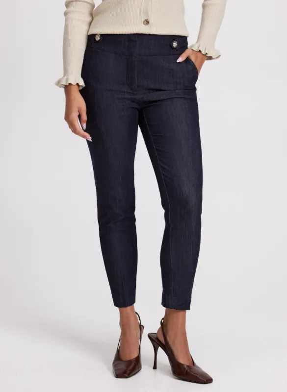 Emma Button Detail Slim-Leg Pants – Short sold by Laura