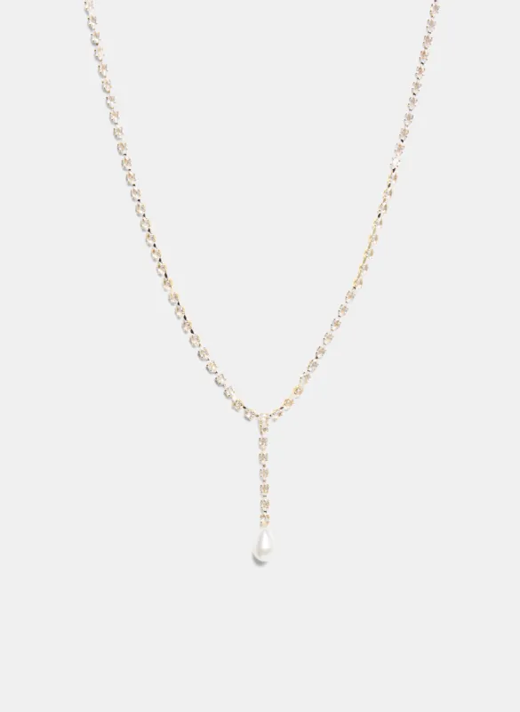 Zirconia Chain Pearl Pendant Necklaces sold by Laura