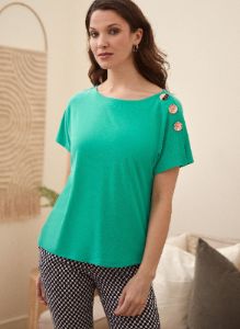 Button Detail Top sold by Laura