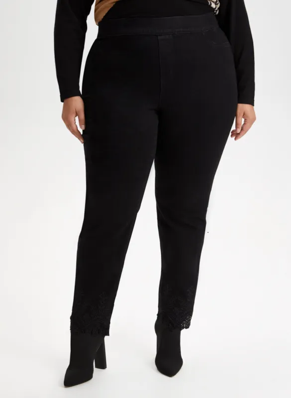 Pull-On Lace Hem Pants sold by Laura