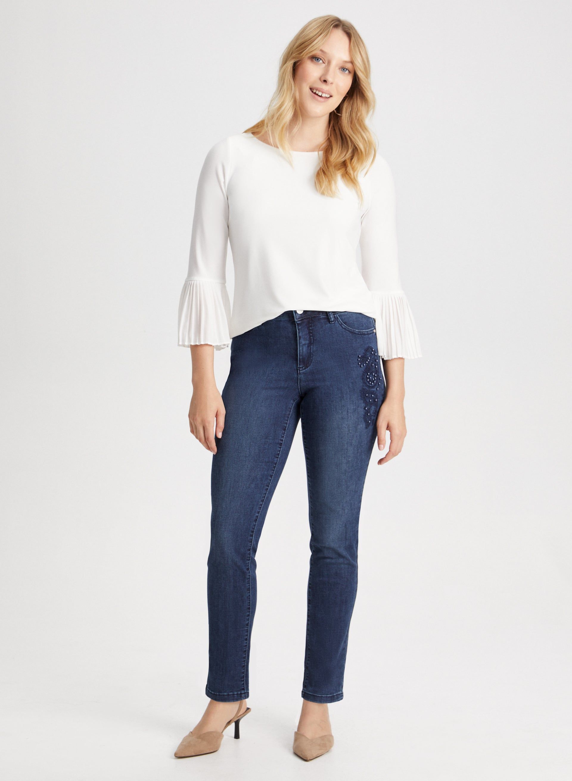 Paisley Appliqué Straight Leg Jeans sold by Laura product image thumbnail 2