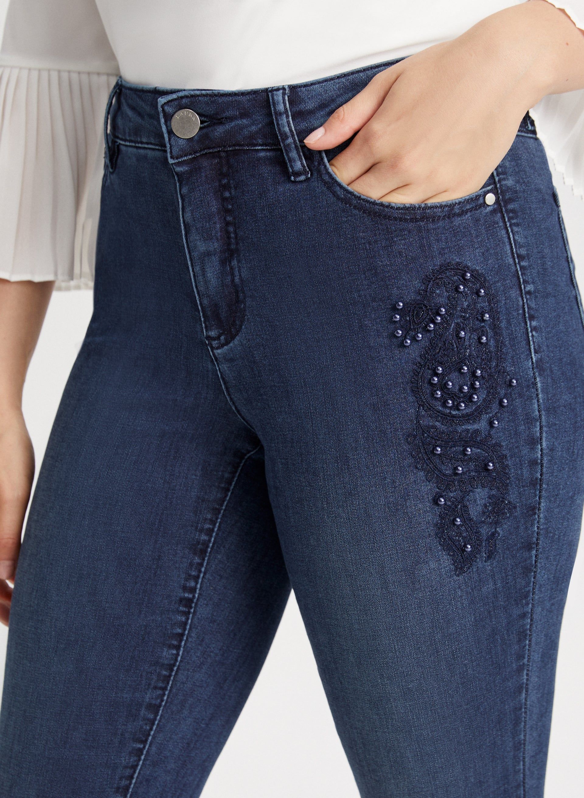 Paisley Appliqué Straight Leg Jeans sold by Laura product image thumbnail 4