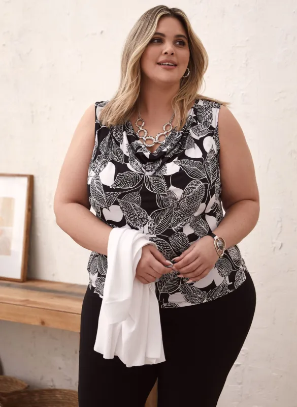 Leaf Print Sleeveless Top sold by Laura