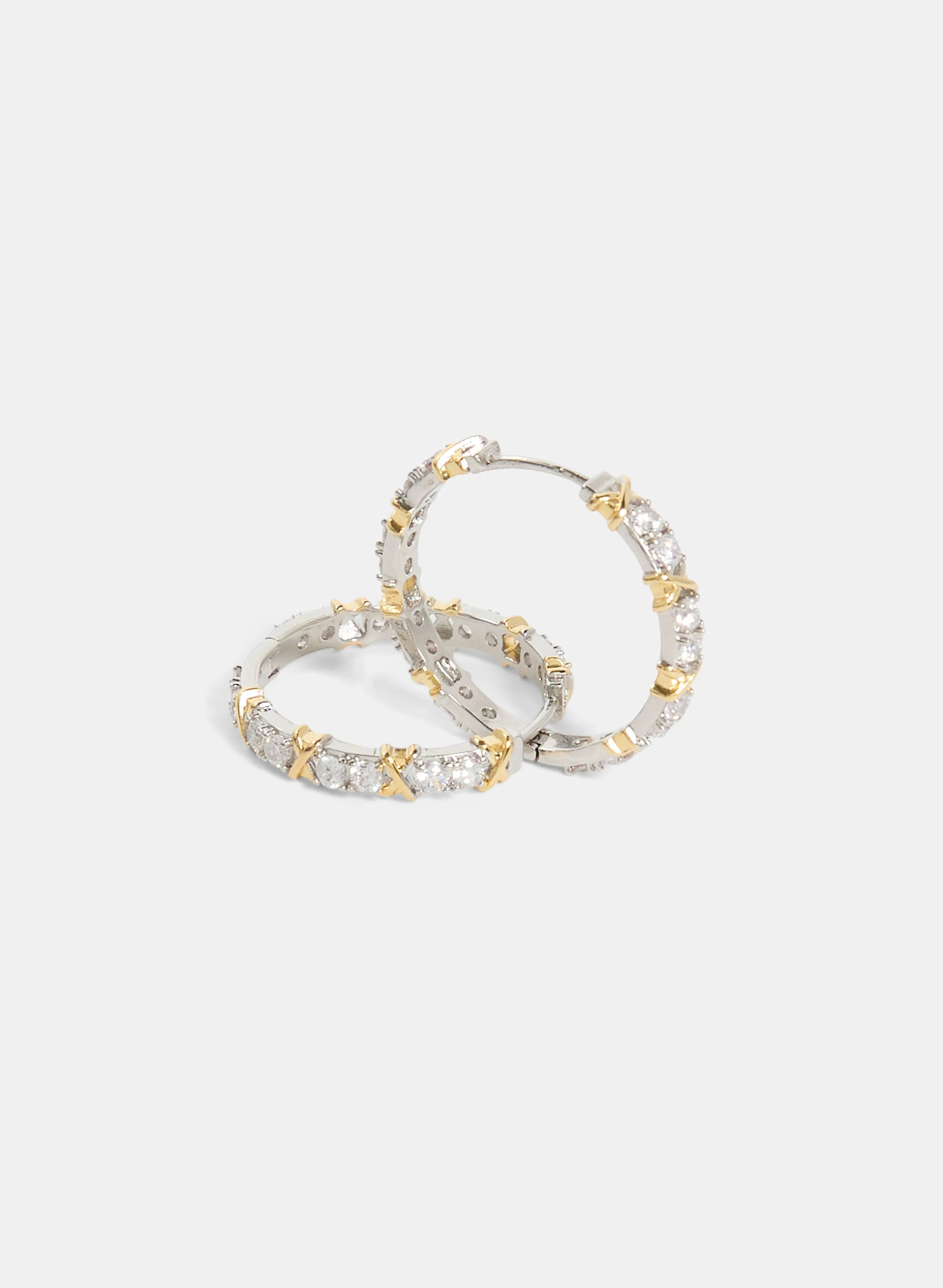 Mixed Metal Cubic Zirconia Hoop Earrings sold by Laura product image thumbnail 3