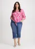 Floral Blouse & Denim Capris with Rolled Cuffs sold by Laura