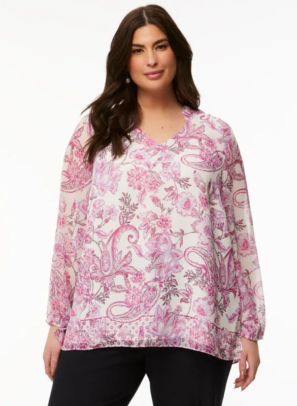 Puff Sleeve Paisley Print Blouse sold by Laura