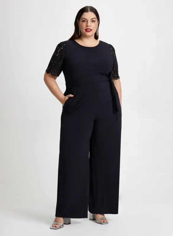 Wide Leg Jumpsuit & Crystal Earrings sold by Laura