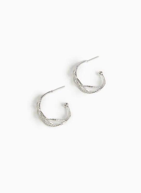 Open Weave J-Hoop Earrings sold by Laura