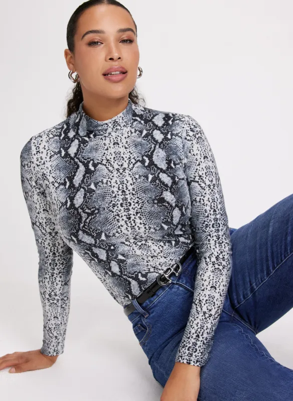 Snake Print Turtleneck Top sold by Laura