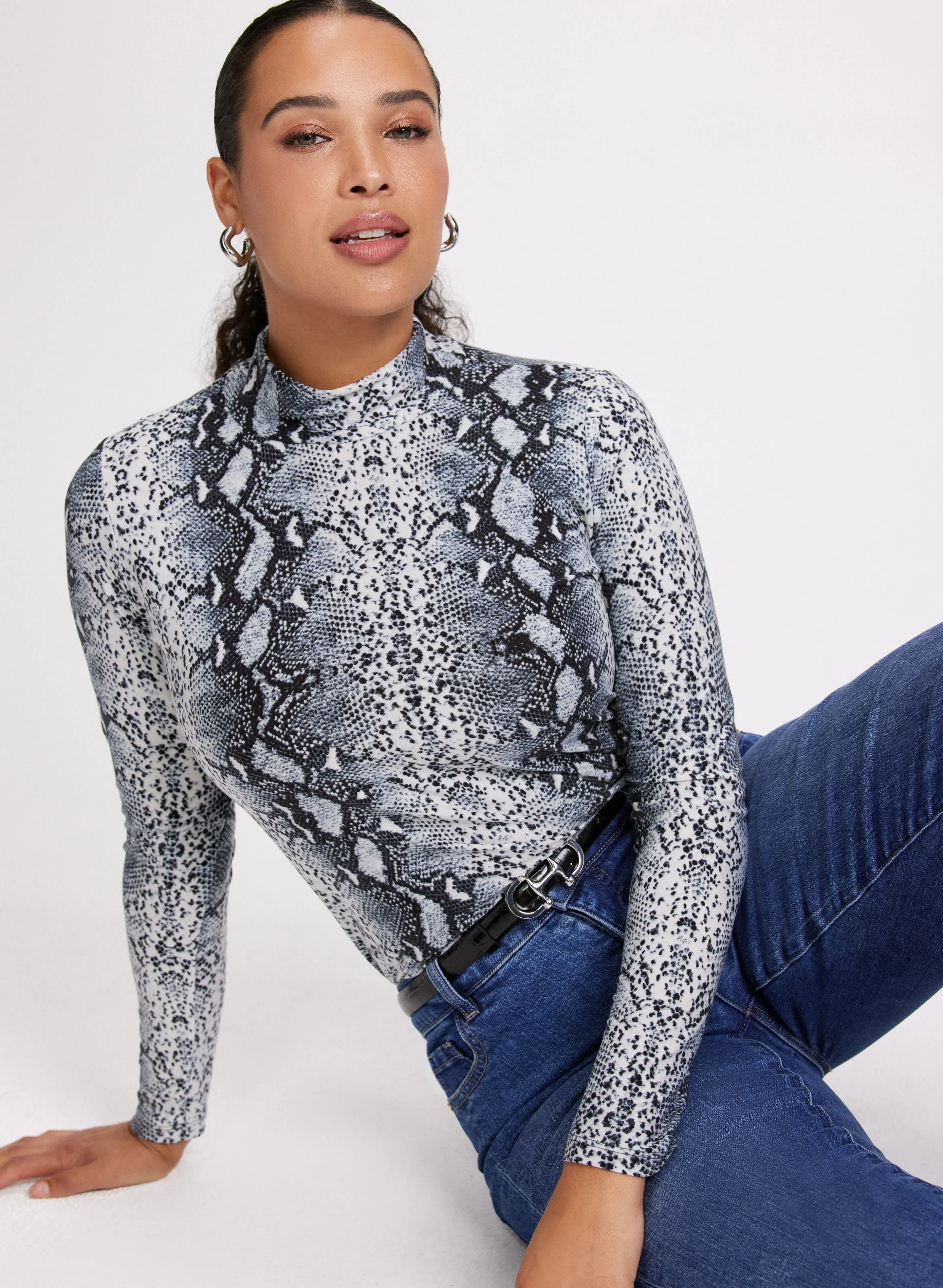 Snake Print Turtleneck Top sold by Laura