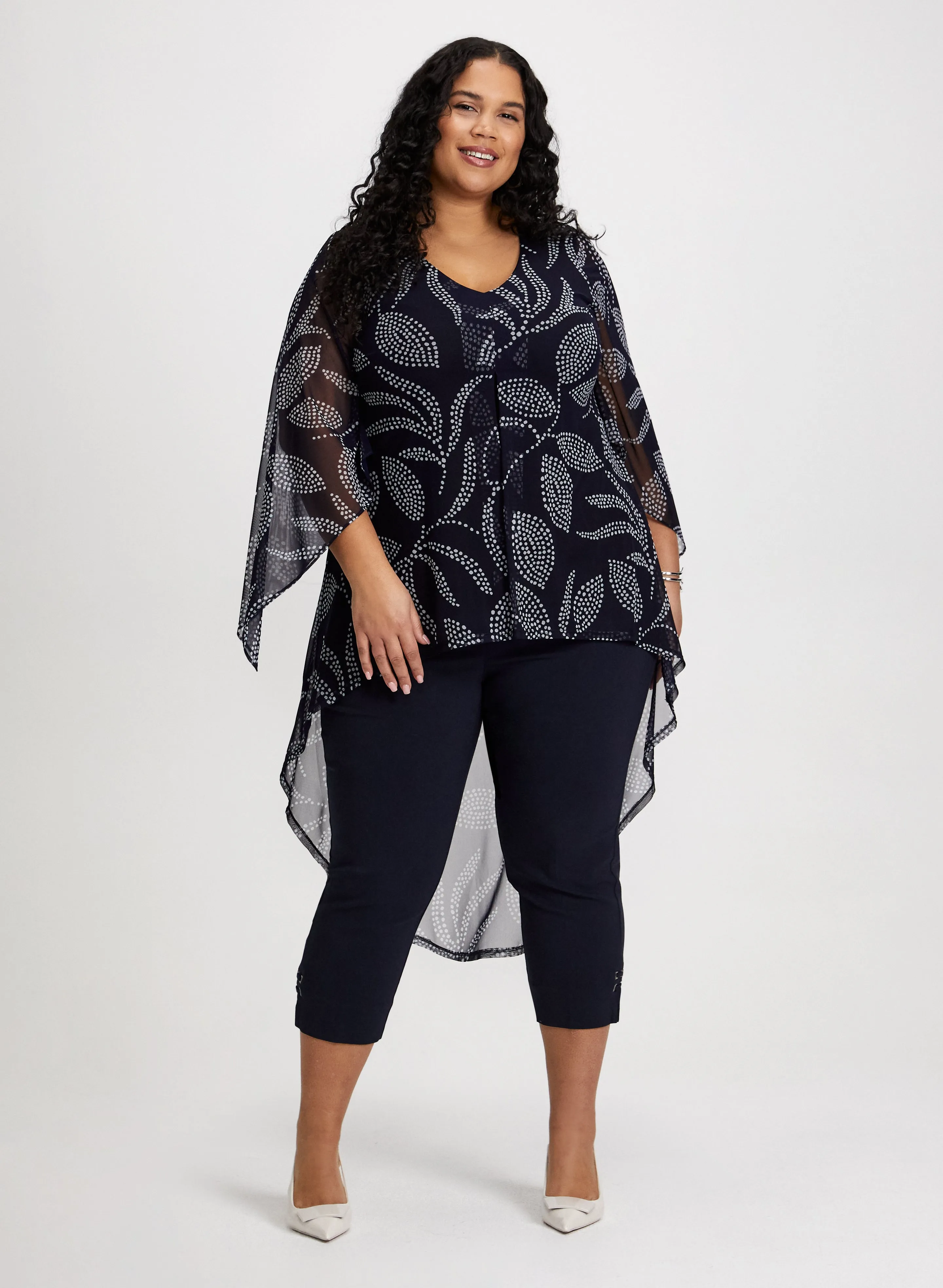 Leaf Print Asymmetric Tunic & Signature Fit Bengaline Capris sold by Laura