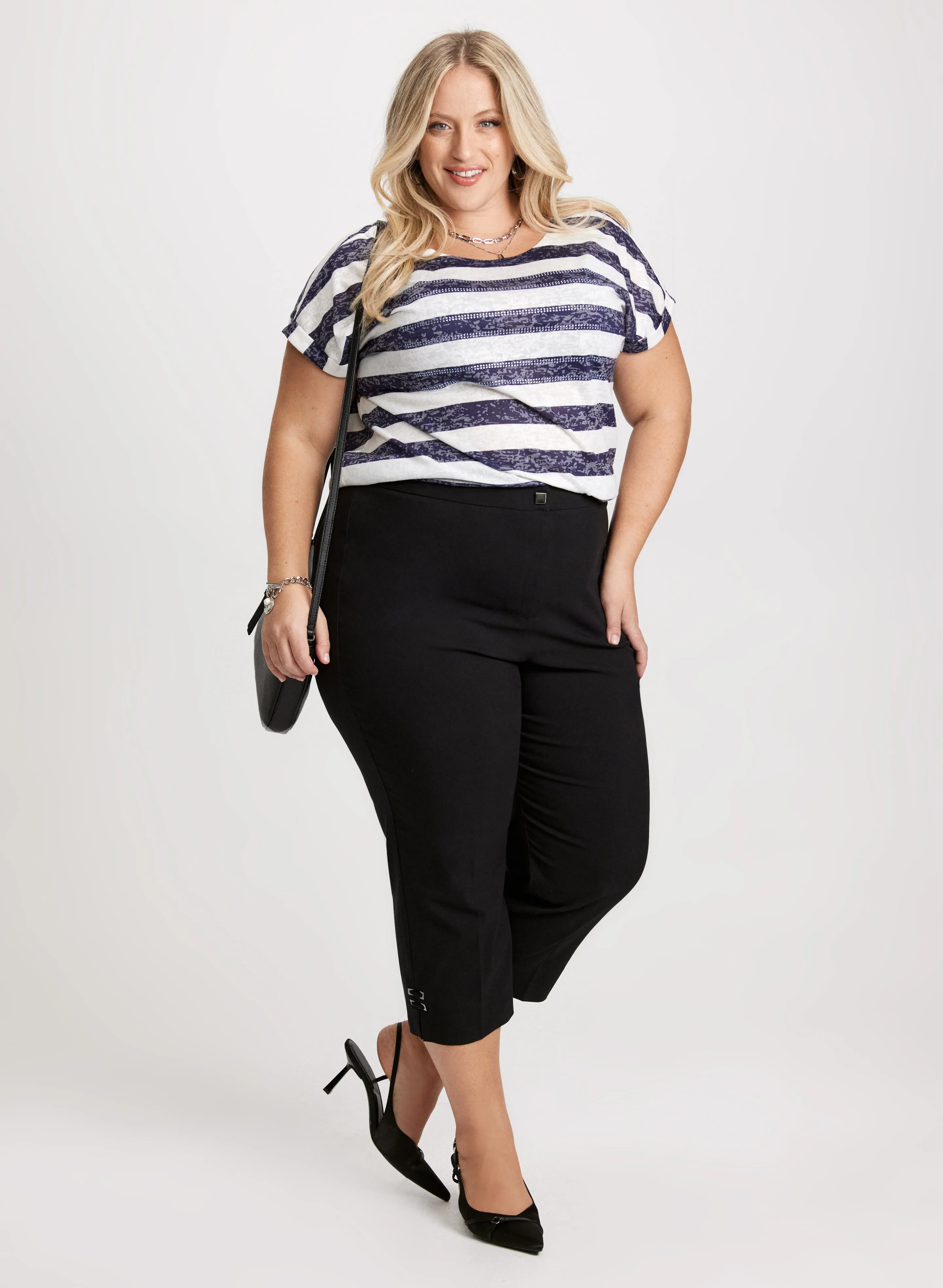 Cap Sleeve Striped T-Shirt & Bengaline Capris sold by Laura