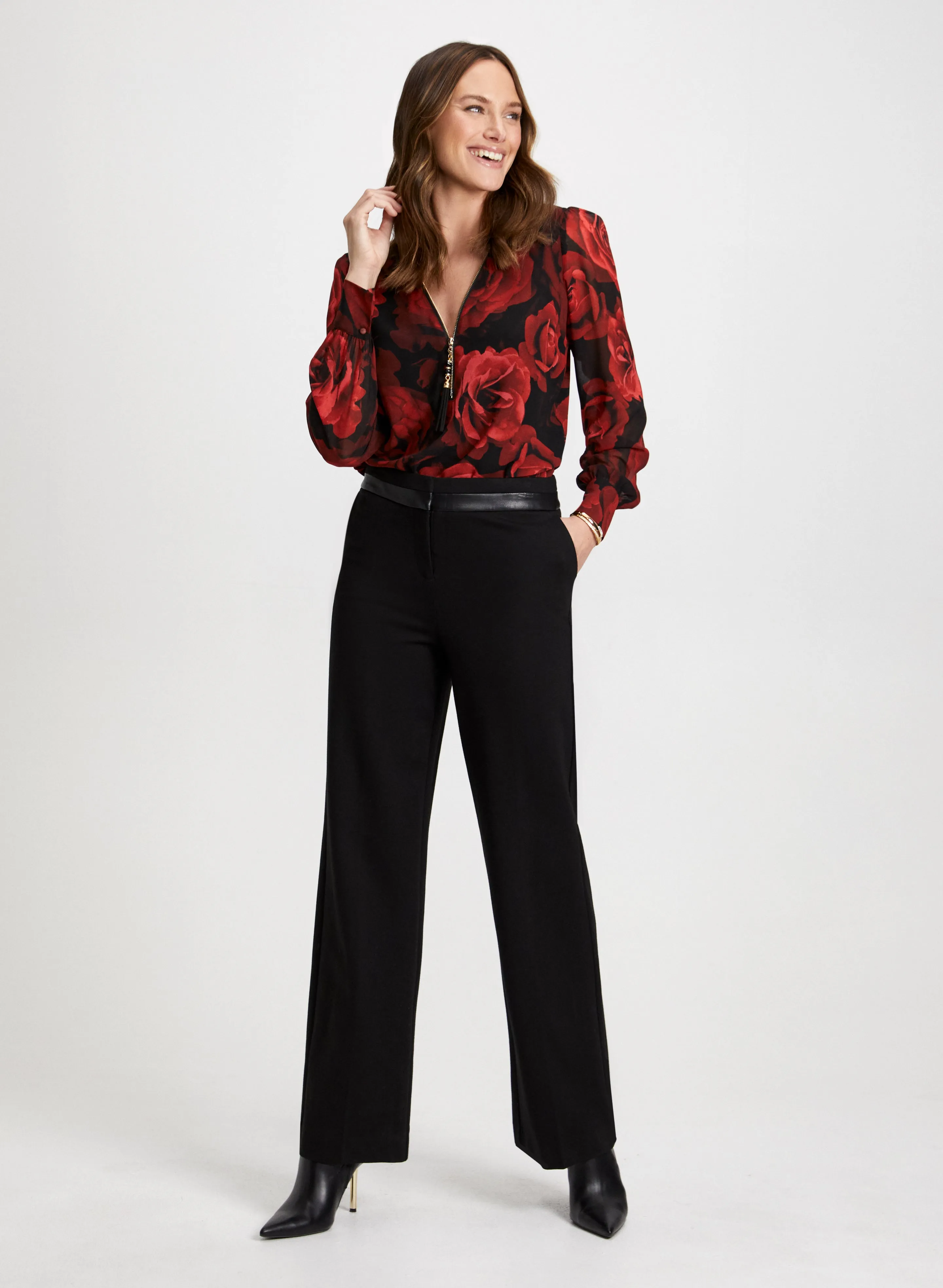 Rose Print Blouse & Wide Leg Pants sold by Laura