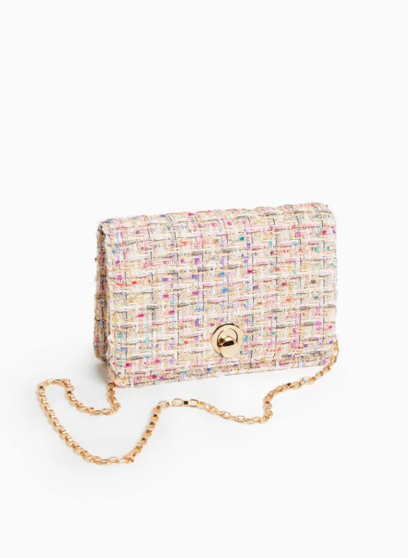 Round Clasp Tweed Handbag sold by Laura