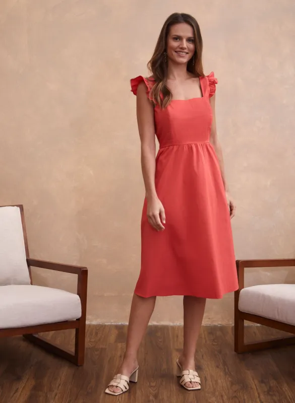 Ruffle Strap Cotton Poplin Dress sold by Laura