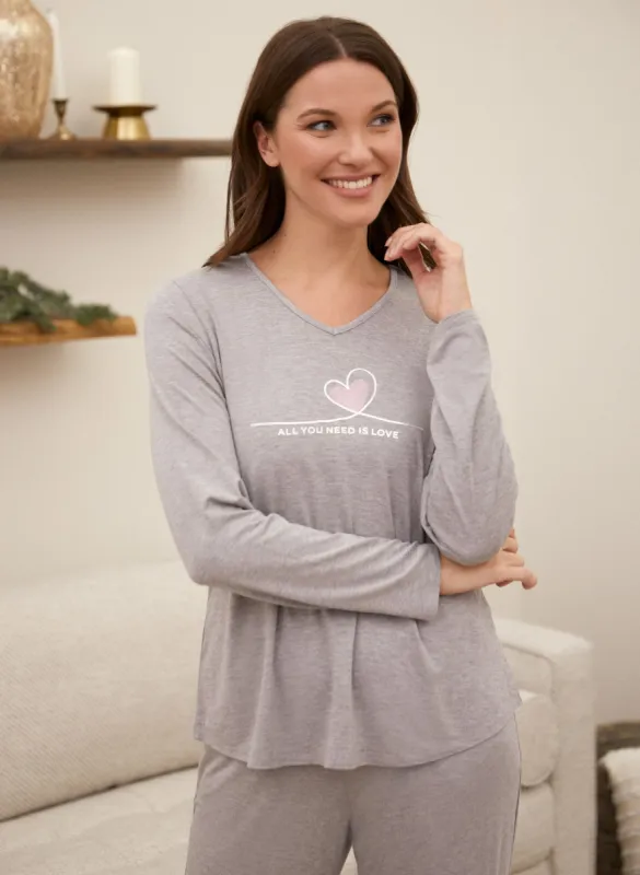 Slogan V-Neck Pyjama Top sold by Laura