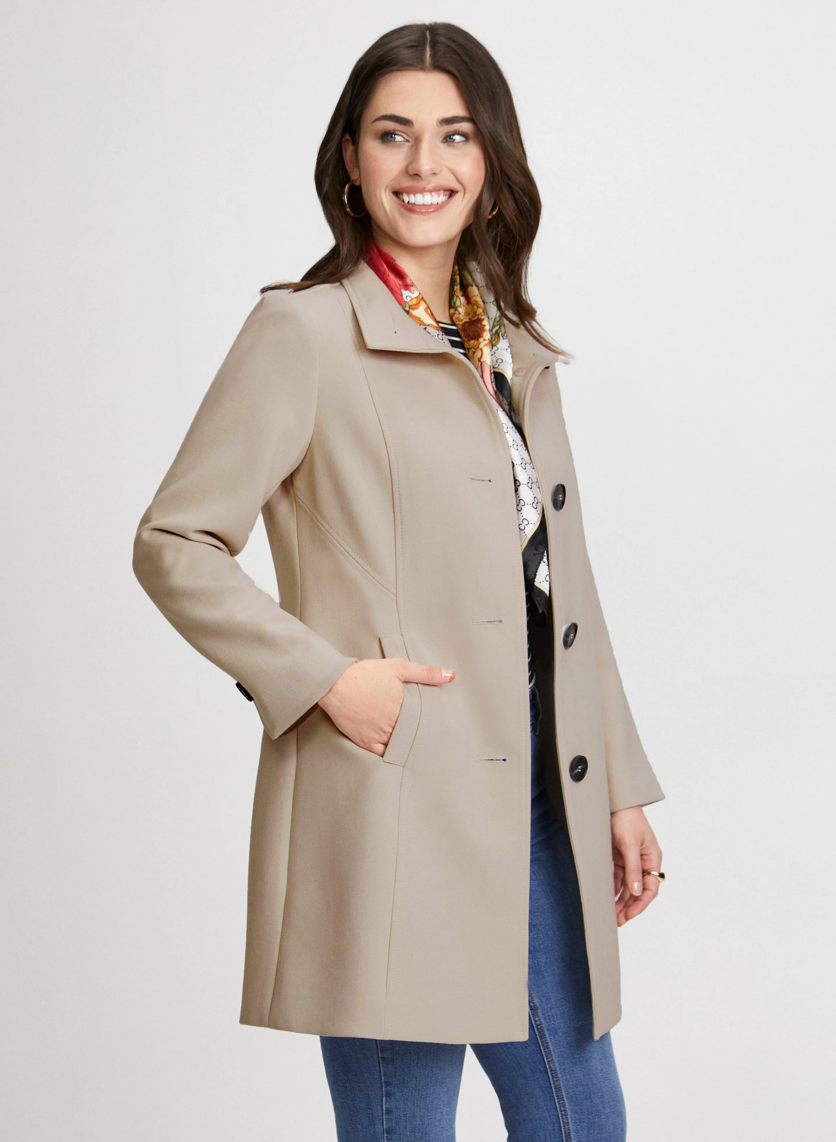Button Front Tricotine Trench Coat sold by Laura product image thumbnail 2