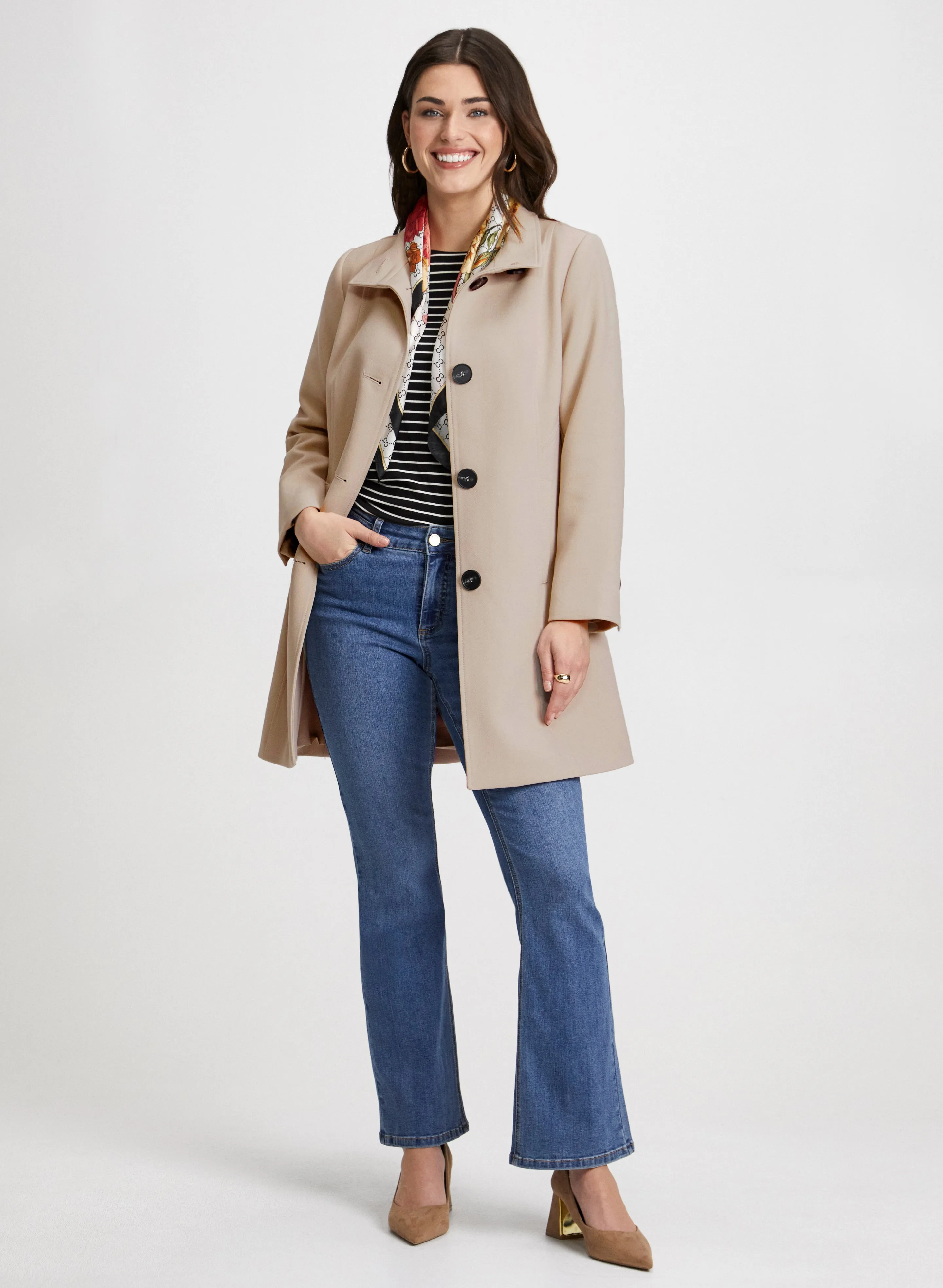 Button Front Tricotine Trench Coat sold by Laura product image thumbnail 3