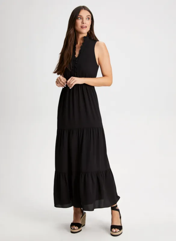 Sleeveless Ruffle Detail Maxi Dress sold by Laura