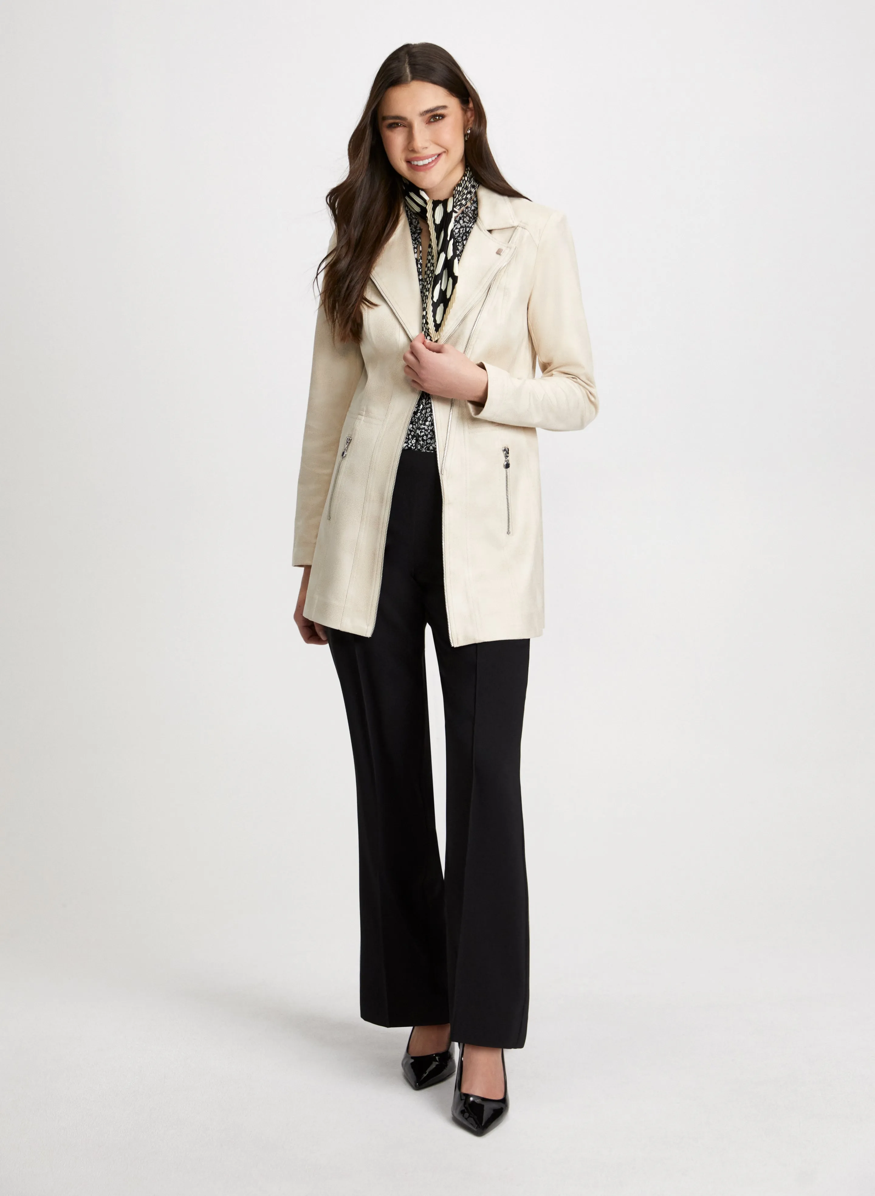 Zip Detail Redingote Jacket & Wide Leg Pants sold by Laura
