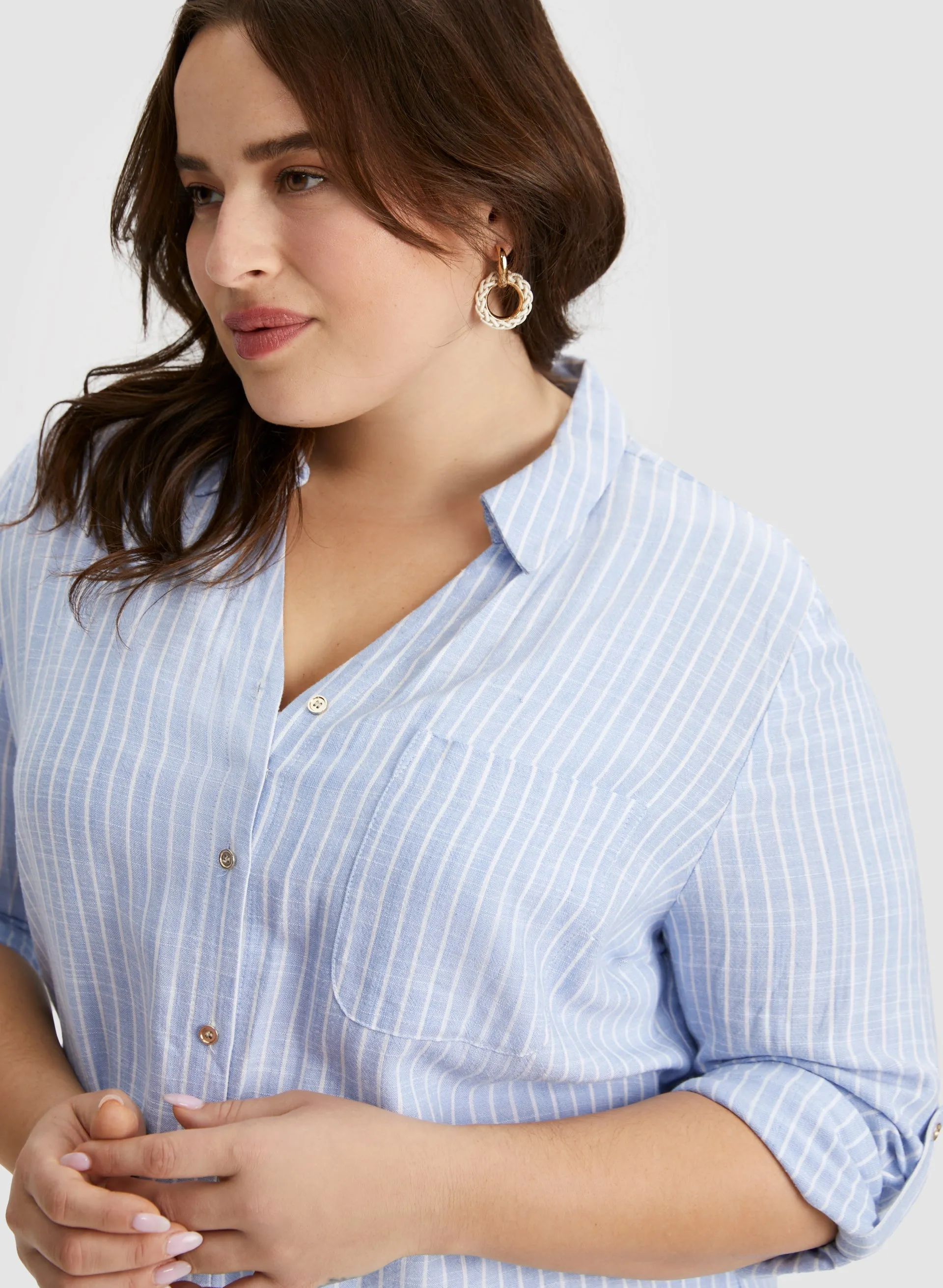 Stripe Print 3/4 Sleeve Shirt sold by Laura product image thumbnail 2