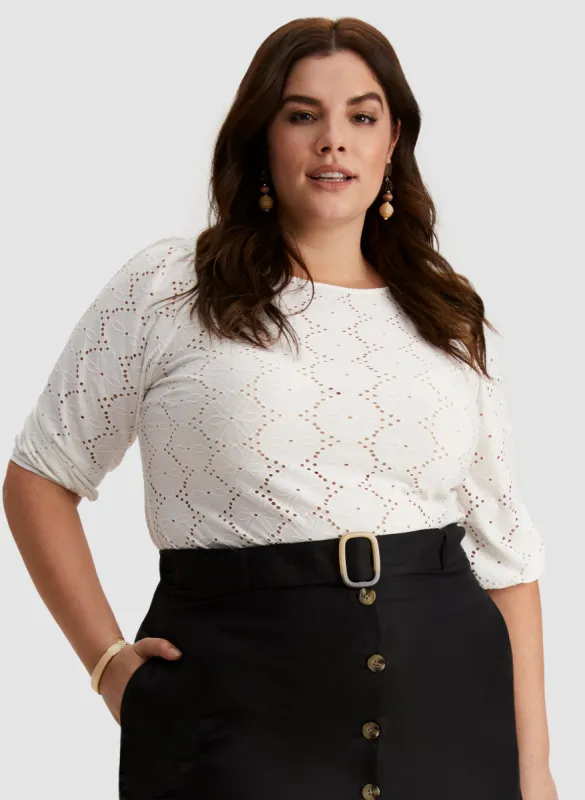 Eyelet Print Top sold by Laura