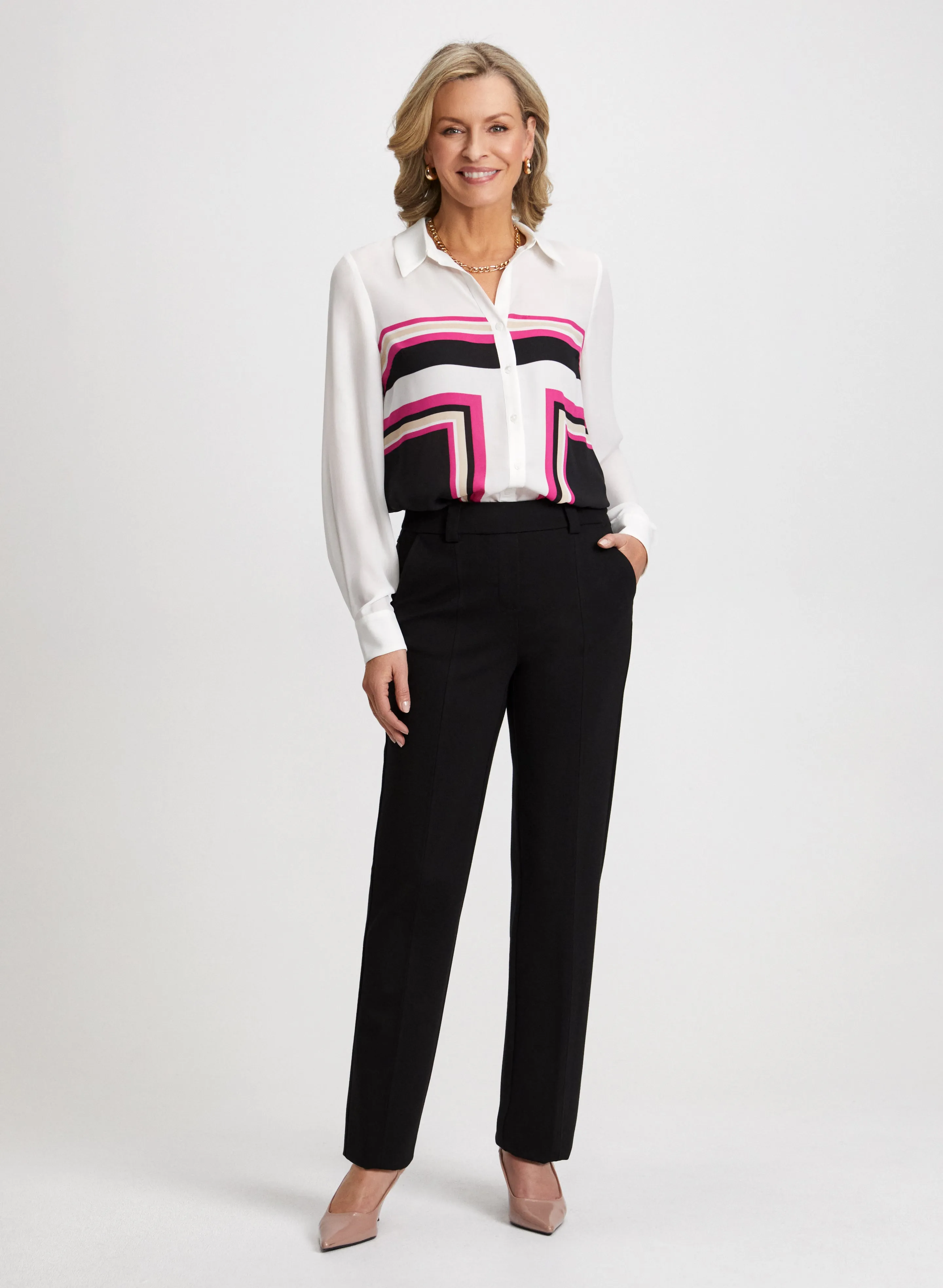 Colour Block Blouse & Straight Leg Pants sold by Laura