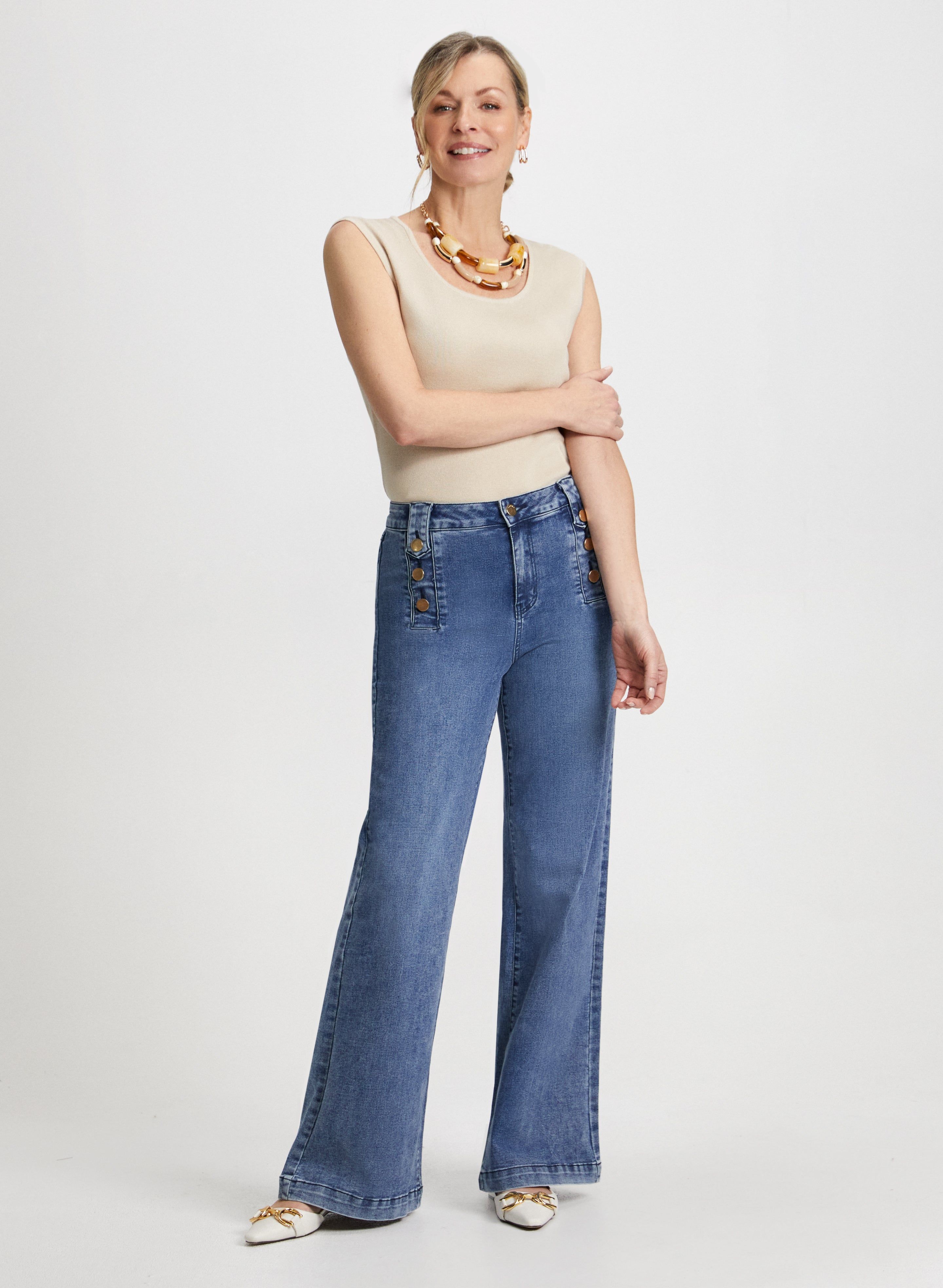 Cap Sleeve Top & Wide Leg Jeans sold by Laura