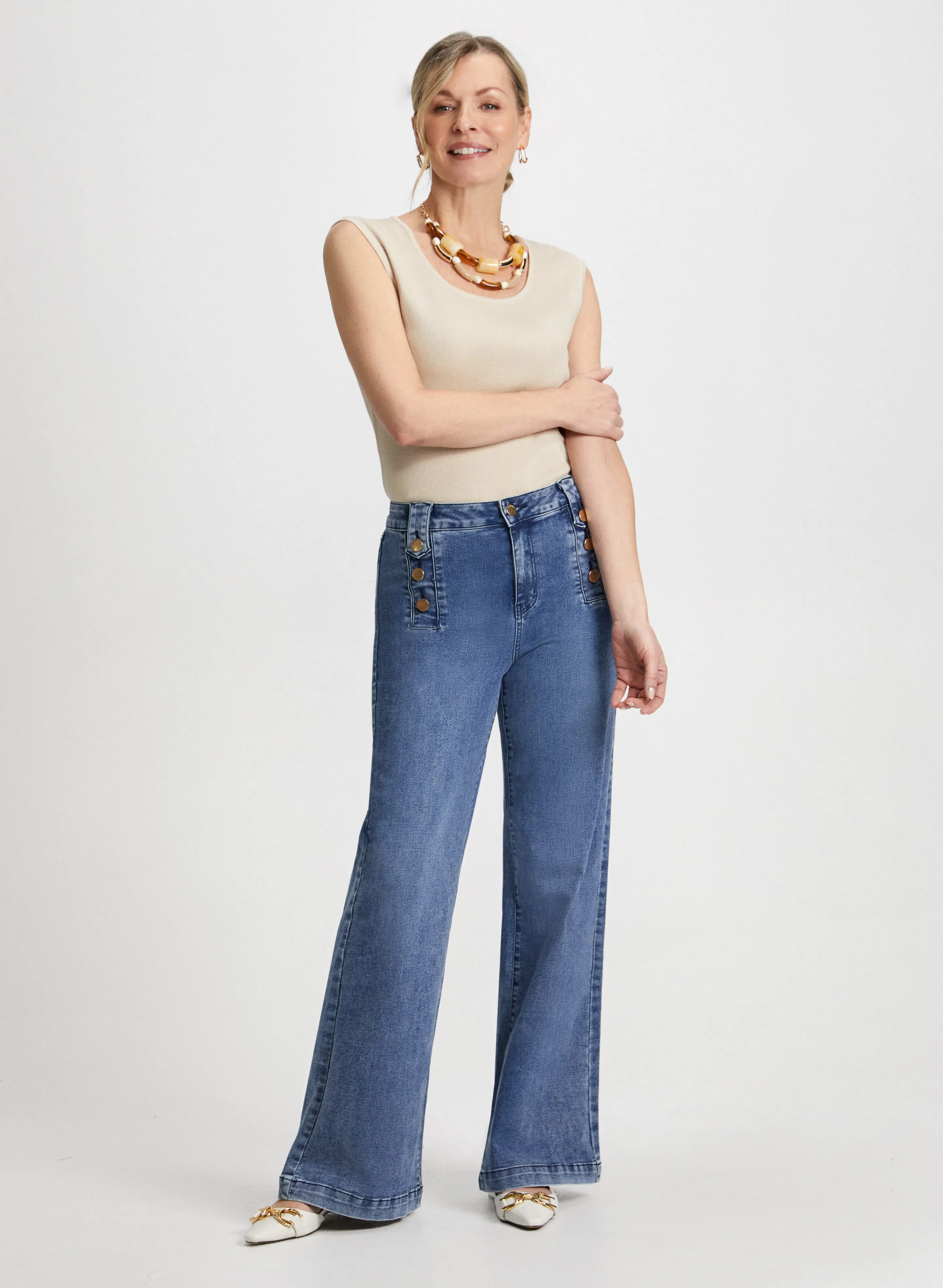 Cap Sleeve Top & Wide Leg Jeans sold by Laura