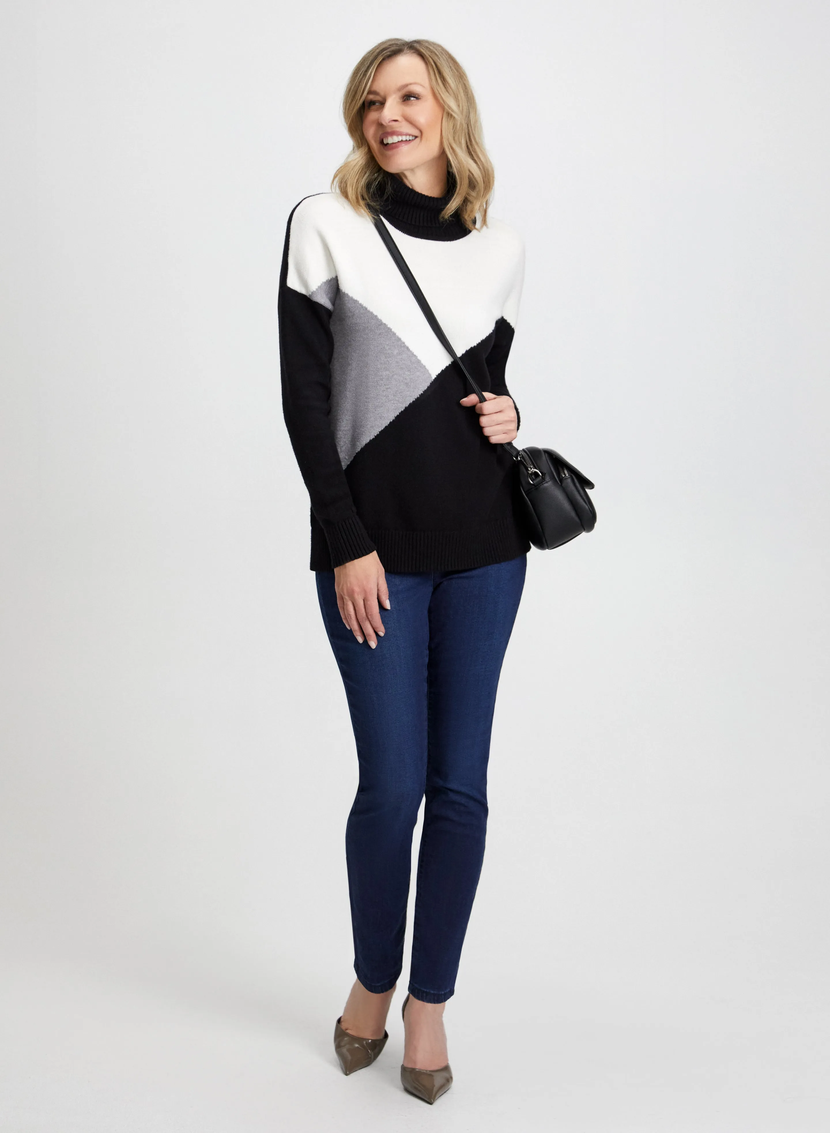 Colour Block Sweater & Slim Leg Jeans sold by Laura