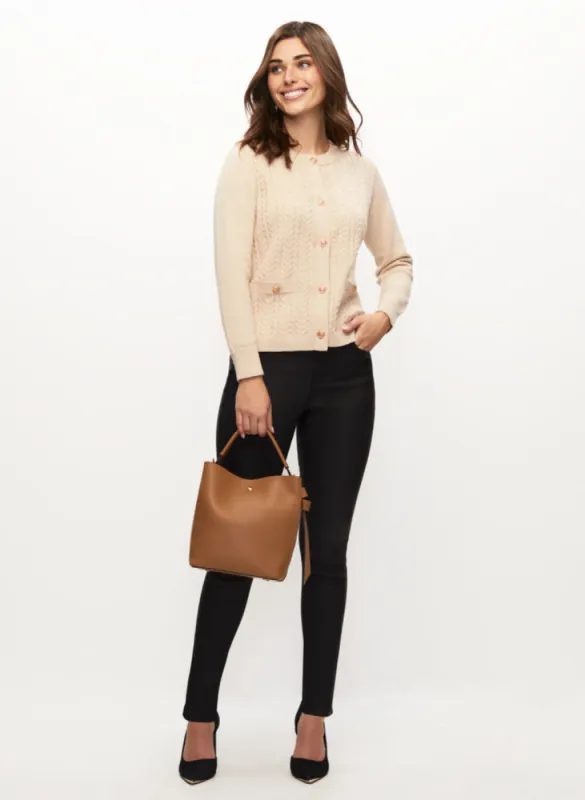 Cable Knit Cardigan & Coated Jeans sold by Laura
