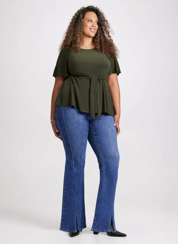 Elbow Sleeve Peplum Top & Flared Leg Jeans sold by Laura