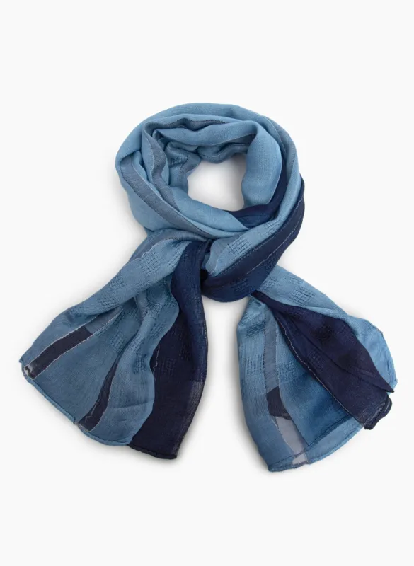 Silk-Blend Ombre Stripe Scarf sold by Laura