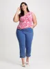 Leaf Print Sleeveless Top & Pull-On Frayed Capri Jeans sold by Laura