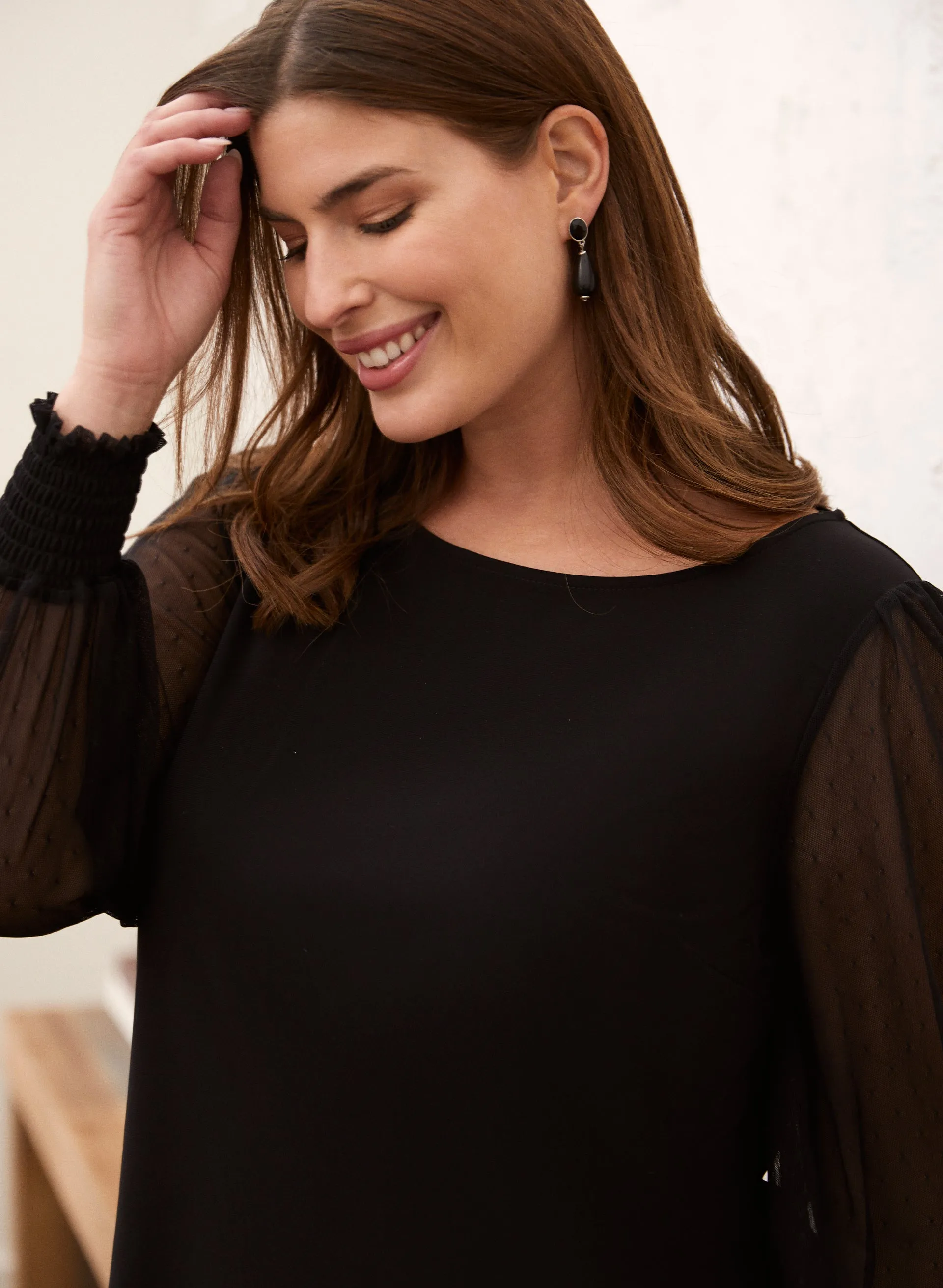 Dot Mesh Long Sleeve Top sold by Laura product image thumbnail 2