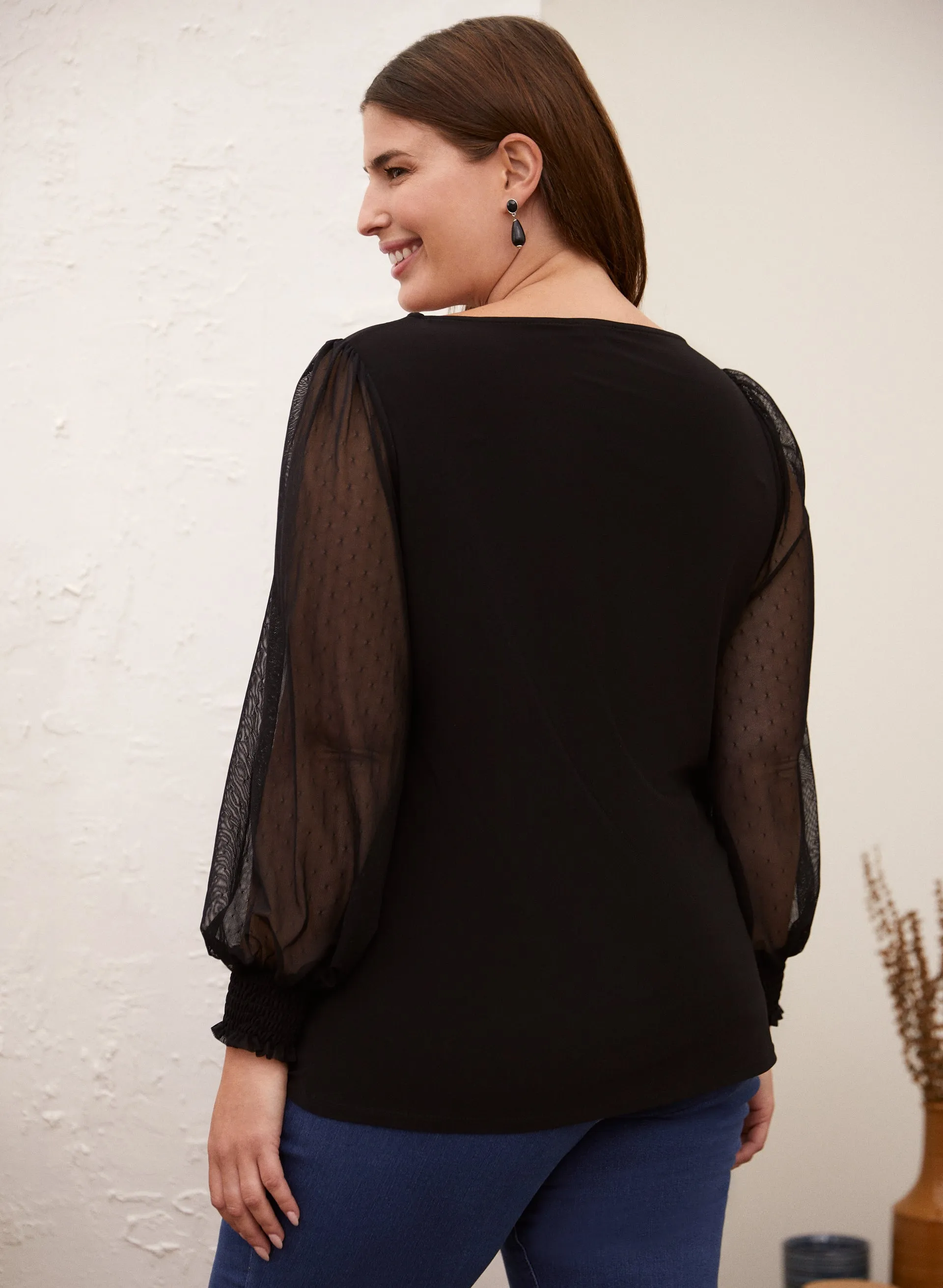 Dot Mesh Long Sleeve Top sold by Laura product image thumbnail 3