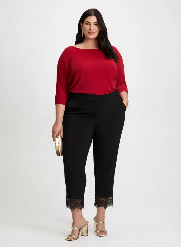 Metallic Top & Lace Trim Pants sold by Laura