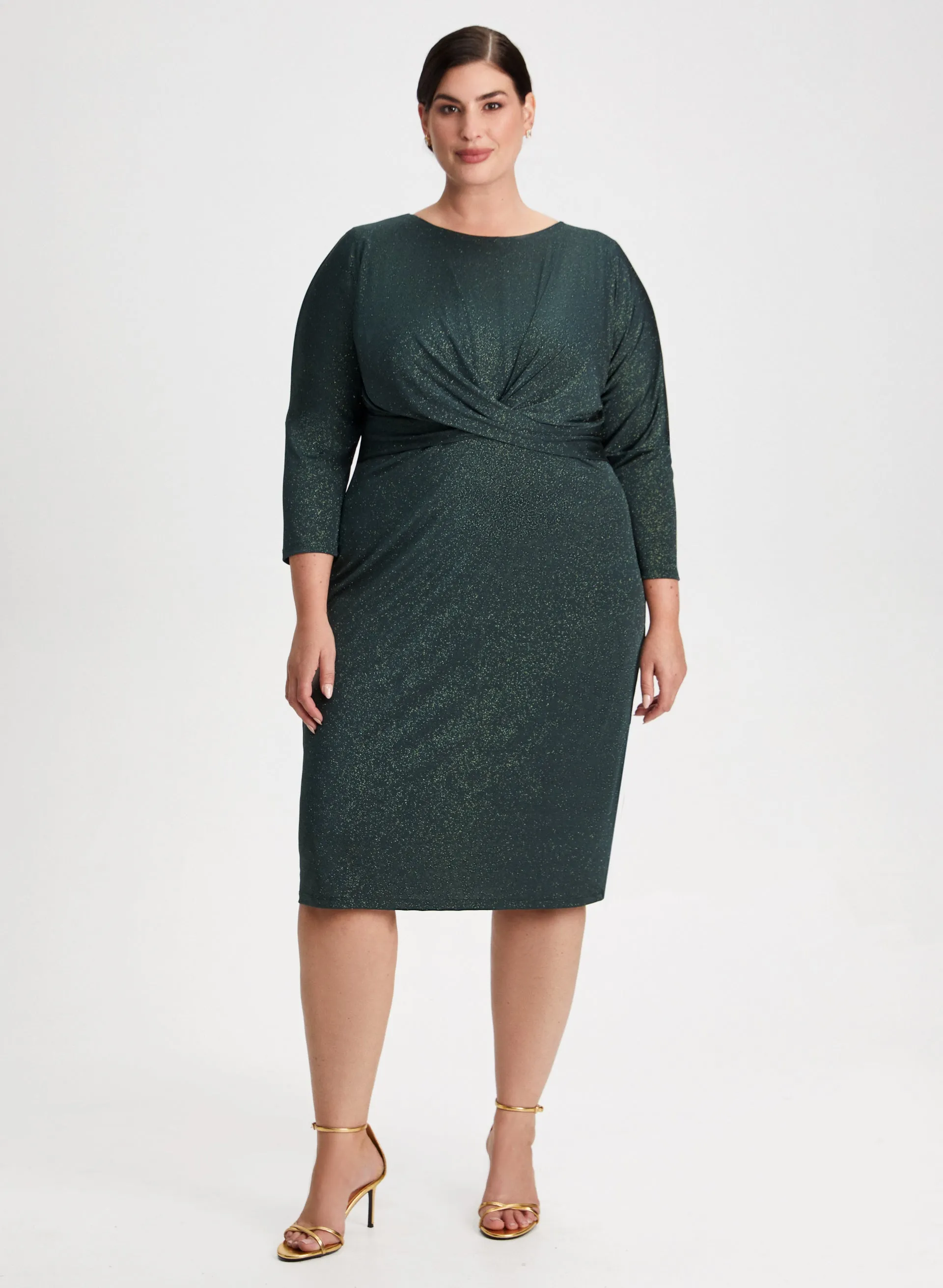 Draped Front Glitter Dress sold by Laura