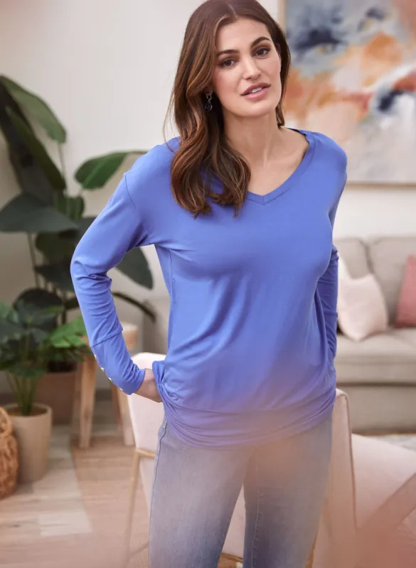 V-Neck Button Detail Top sold by Laura